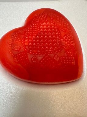 Vintage Avon Heart & Diamond Soap Dish Set Fostoria Glass w/ Heart Soap Original